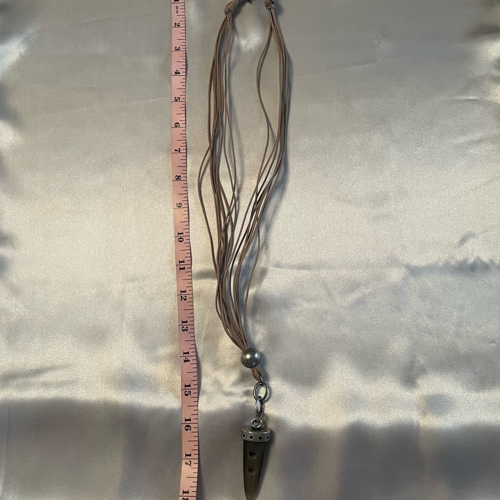 Brown and Silver Horn Pendant Necklace